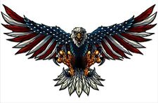 American Eagle with USA Flag Wings Steel Sign 21x12 Patriotic Art Flyland New  picture