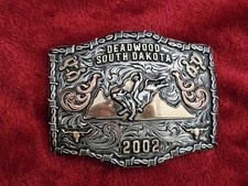 Bull Riding Rodeo Champion☆2002☆X~TREME☆TROPHY BUCKLE☆Deadwood S.D.☆Rare☆788 picture