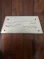 RARE Vintage Greyhound Dog Metal Emblem Badge  Chrome picture