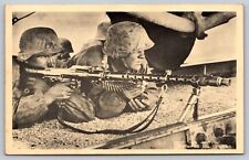 WW2 Postcard German Marksmen with MG34 machine gun postcard picture