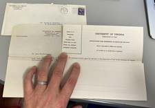 1946 University Virginia Dept of Law Admissions Letter Application Hochberg NJ picture