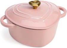 Paris Hilton Enameled Cast Iron Dutch Oven Pot with Lid, Heart-Shaped Dutch Oven picture