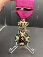 Vintage Belgium Order of Leopold Military Division Medal w/ Swords Enamel picture