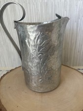 VTG Hand Wrought Creations Rodney Kent Hammered Aluminum Pitcher 453 Tulips NL picture