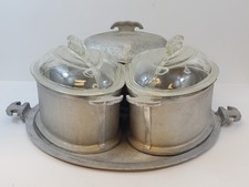 Vtg 7 Piece Guardian Ware Aluminum Cookware Triangle Heart Dish Set Lids +Tray picture