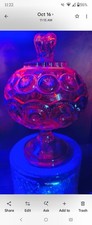 L.E. Smith Vintage Moon Stars Covered Candy Dish Amberina Cadmium Glass picture