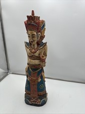 Vintage 1980s-90s Balinese Hand-Carved Wood Goddess Statue, 21” Temple Figure picture