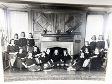 Vintage 1040s Large B&W Photo -Young Women's Group -Could be class photo or club picture