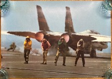 Awesome shot of a Grumman F-14 Tomcat on an aircraft carrier:  poster 19x27 picture