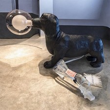 Karma Home Dachshund Table Lamp Black Dog Light w/ Globe Bulb 17” Novelty Decor  picture