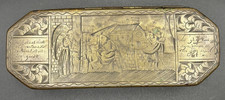 Antique 18th C Dutch Brass Tobacco Box Biblical Scenes 12 Apostles Engraved picture