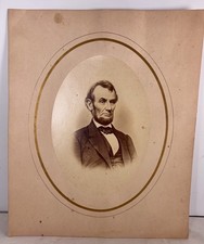 Rare Abraham Lincoln Imperial Albumen Photo w 1865 Civil War Tax Stamp picture