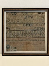 Antique Early 1800’s Needlework Sampler Polly Hoogs Framed Folk Art picture