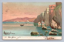Roma Antique Italy Postcard SORRENTO Coastal Scene Napolina Boats 1906 picture