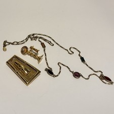 Vintage Fashion Jewelry Lot Of 3, Monet, Gerry, Parklane, 2 Pins, 32” Necklace picture