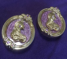 Lot Of 2 Disney 15020 Plastic Repunzel Replacement Oval Buttons Badges Logos picture