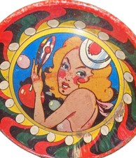 Vtg 1959-60s US Metal Toy Mfg Co Tin Litho Noisemaker Lot 8 Circus Pinup Novelty picture