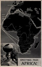 Greetings From Africa Map Postcard Antique picture