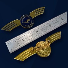 Lufthansa Wing Pins (x2) Junior Captain Vintage Gold Tone Aviation Training Pins picture