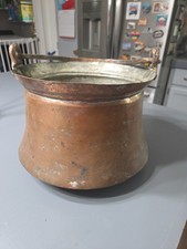Antique Hand Hammered Copper Cauldron Pot Kettle Circa 1800s picture