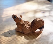 Vintage Hand Carved Wooden Squirrel Figurine Folk Art Unmarked picture