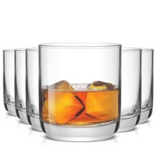 JoyJolt Faye Crystal Whiskey Glasses, Lowball Glasses Set of 6, 10oz Short Glass picture