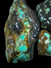 Stabilized Hubei turquoise. Poly Chrome spiderwebs 505 Grams Nice Hard Material picture