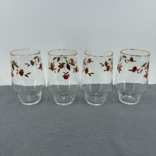 Vintage Hall Autumn Leaf 13 Oz Set of 4 Glassware Short Brockway Tumbler 226301 picture