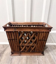 Vintage Bamboo Rattan Basket 2 Handles Rectangle Woven 12”x16” High Quality  picture