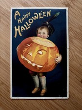 Antique Halloween Postcard Boy with Large Jack o Lantern Ellen Clapsaddle 1911 picture
