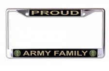 PROUD ARMY FAMILY USA MADE CHROME LICENSE PLATE FRAME picture