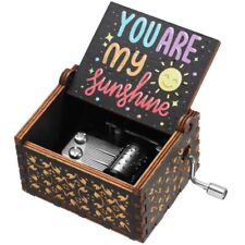 Wooden Black Engraved Hand-Cranked Musical Boxes You are My Sunshine Music Box picture