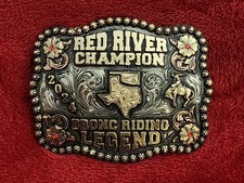 Rodeo☆2024☆X~Treme Bronc Riding Champion Trophy Buckle☆Tx~Ok Red River☆Rare☆R77 picture