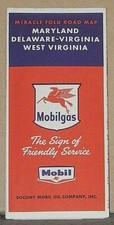 1957 Mobil Road Map of Maryland-Delaware-Virginia-West Virginia