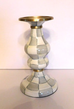 Mackenzie Childs Sterling Check Medium Pillar Candleholder, New With Stickers picture