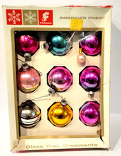 Vintage Franke Pink Glass Christmas Ball Ornaments Set of 12 America's Finest picture
