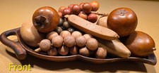 Vintage Wooden Bowl with 10 pcs. of Hand-Carved Fruit Fall Thanksgiving Decor picture