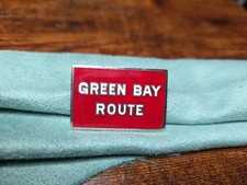 Railroad Hat-Lapel Pin/Tac- Green Bay Route. Metal With Red And Silver Trim. picture