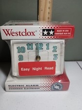 NIP Electric Westclox Alarm Clock Bold EZ Read 22442 White Blue Numbers Vintage picture