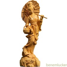 20cm Chinese Boxwood Hand-carved Beauty Character Ornament Retro Home Decoration picture