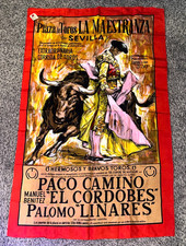 VTG Spanish Spain Bullfight FABRIC Poster Printed 30