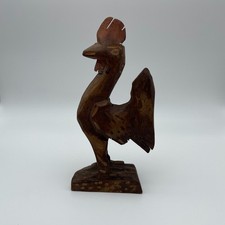 Vintage Hand Carved Wood Rooster Chicken Folk Art Figurine Rustic 6.5