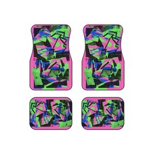 90's Neon Abstract Collage Car Floor Mats | Retro Arcade Style Pattern picture