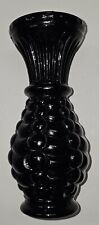 Weston Vintage Black Amethyst Pressed Glass Vase Decorative Ribbed picture