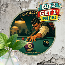 Retro Billiards Eight Ball Pool Hall Game Room Metal Tin Sign Decoration picture