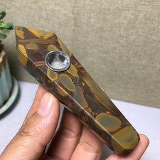109mm Natural Leopardite jasper stone wand Obelisk smoke pipe specimen 89g A5661 picture