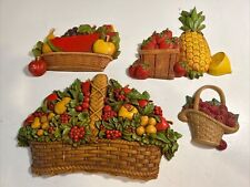 Vtg Cottage Core 1975 Homco Syroco Fruit Wall Hanging Kitchen Decor, 4 Piece Set picture