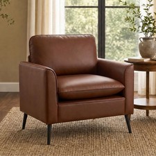 TYBOATLE Accent Chair, Brown Faux Leather Chair, Comfy Living Room Chairs, Of... picture