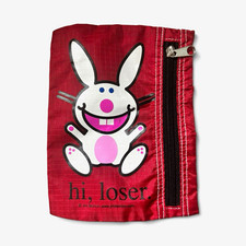Vintage Y2K Jim Benton It’s Happy Bunny Hi Loser Red Pencil Case Pouch Bag picture