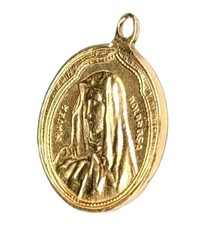 14K Gold Mary Mater Pendant St Peregrine Laziosi Religious Saint Charm Medal 2g  picture